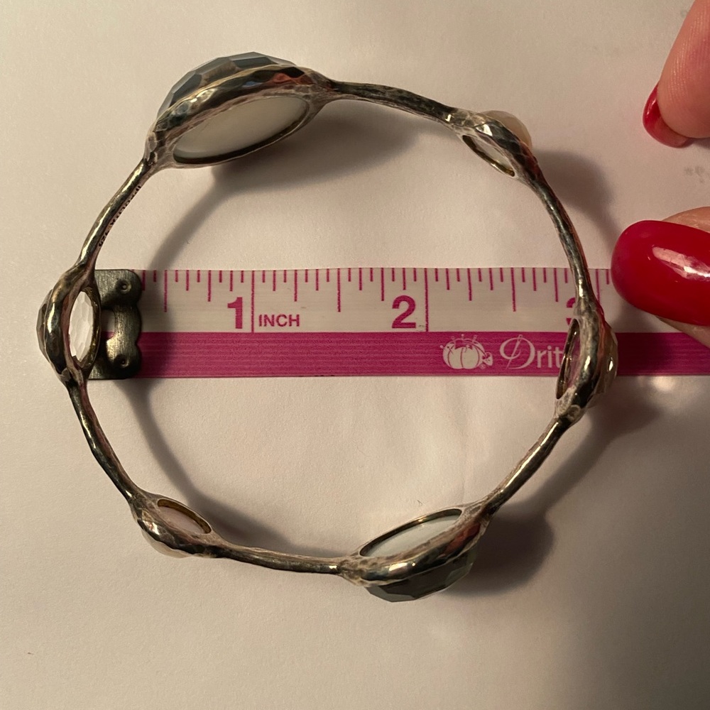 Mother of Pearl & Quartz Lollipop wonderland 6-Stone Bangle large stone *RARE* - Picture 6 of 13